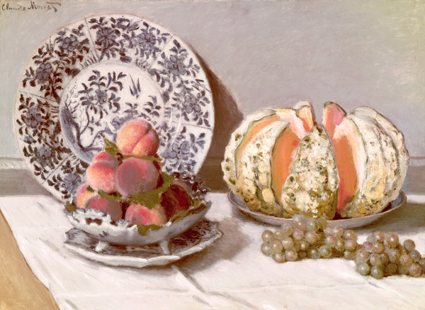 StillLifewithaMelon1872法国画家克劳德.莫奈oscarclaudeMonet风景油画装饰画