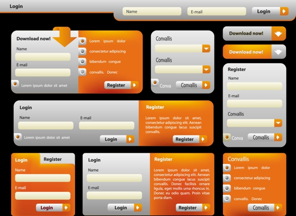 网站登录框设计矢量图01