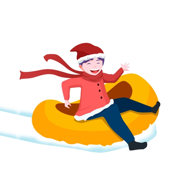 冬季开心滑雪的女孩人物设计