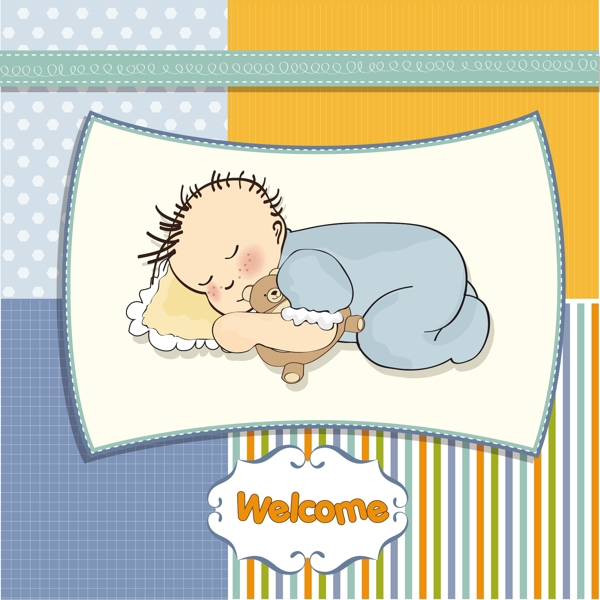 婴儿睡觉贺卡封面设计