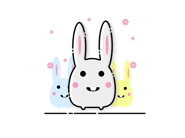 中秋节小兔子mbe风插画卡通设计元素