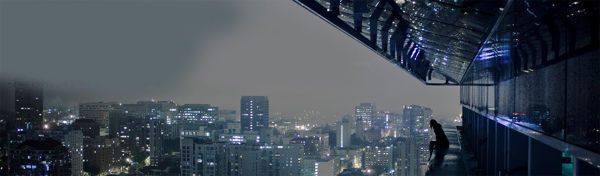 城市建筑夜景banner背景