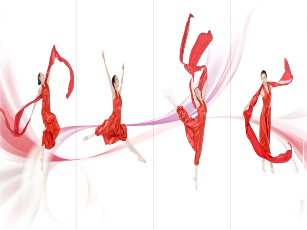 红绸美女舞蹈动作图片