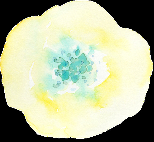 黄色水墨花朵透明素材