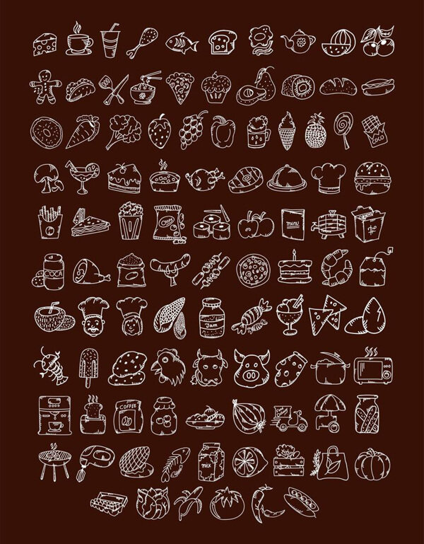 100枚手绘食物图标sketch素材