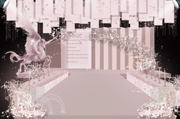裸粉色婚礼舞台仪式区效果图