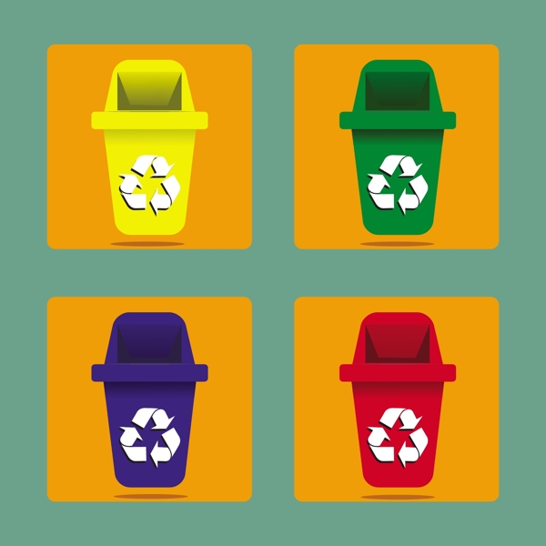 各种颜色的垃圾桶