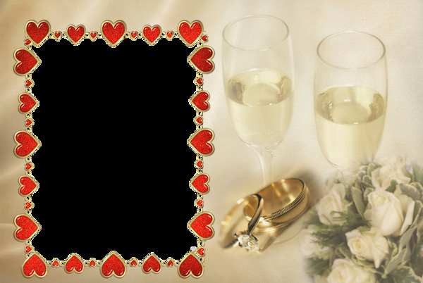爱心玫瑰结婚纪念照片相框模板