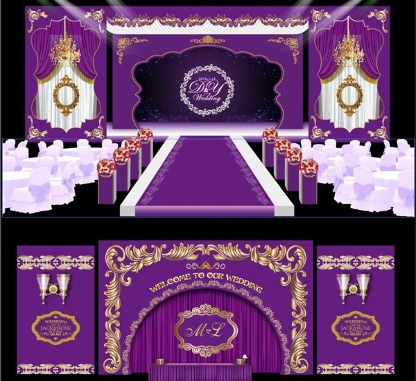 紫色巴洛克主题婚礼