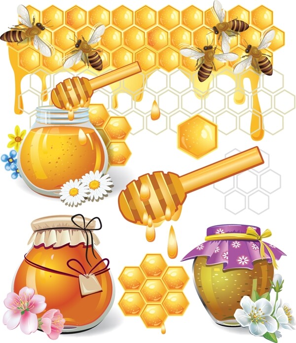 蜂蜜相关卡通图矢量素材