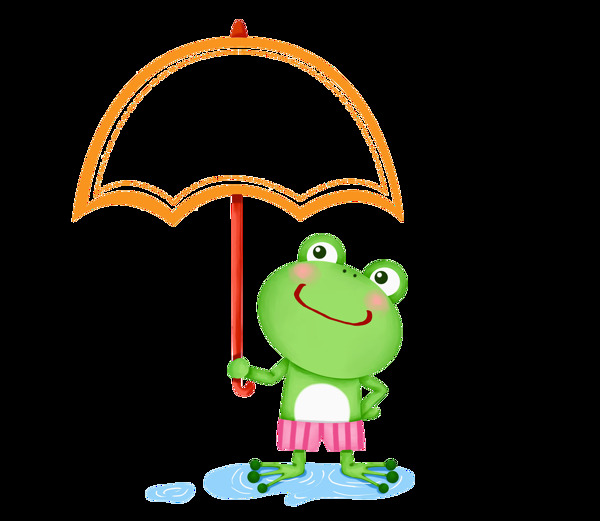 卡通打伞的青蛙png元素素材