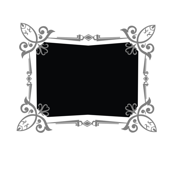 灰色欧式边框复古边框相框手绘黑色免抠画框