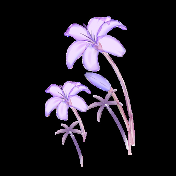 小清新紫色花朵元素