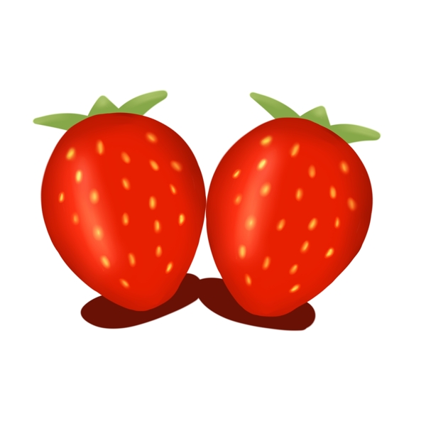 手绘水果草莓系列两只
