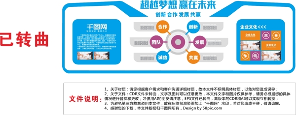 大型3D立体蓝色商务企业文化墙企业形象墙