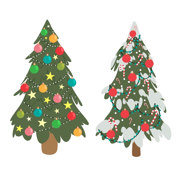 卡通深绿色圣诞树免抠psd透明素材