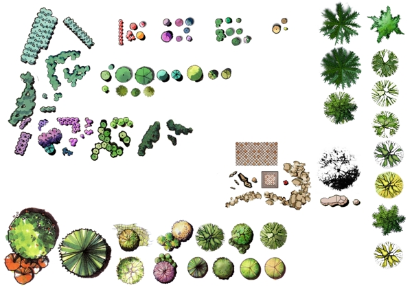 植物手绘彩平素材图片