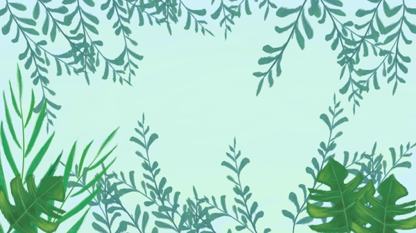 绿色清新卡通植物叶子背景素材