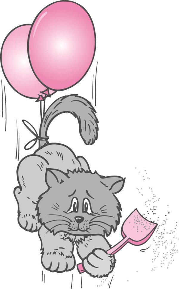 印花矢量图动物猫气球铲子免费素材