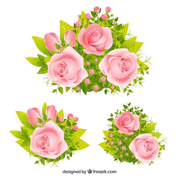 精美粉色玫瑰花矢量素材