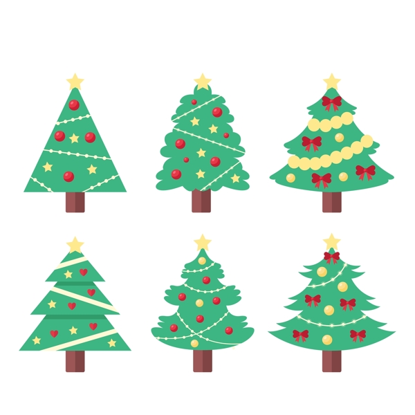 红绿色卡通圣诞树免抠psd透明素材