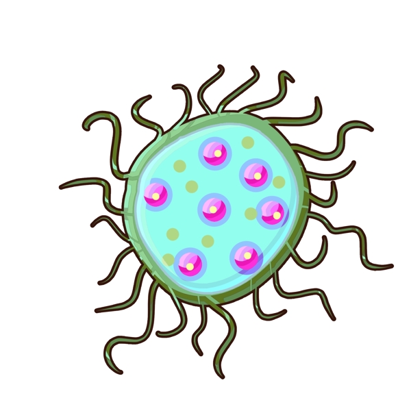 绿色的卡通细菌插画