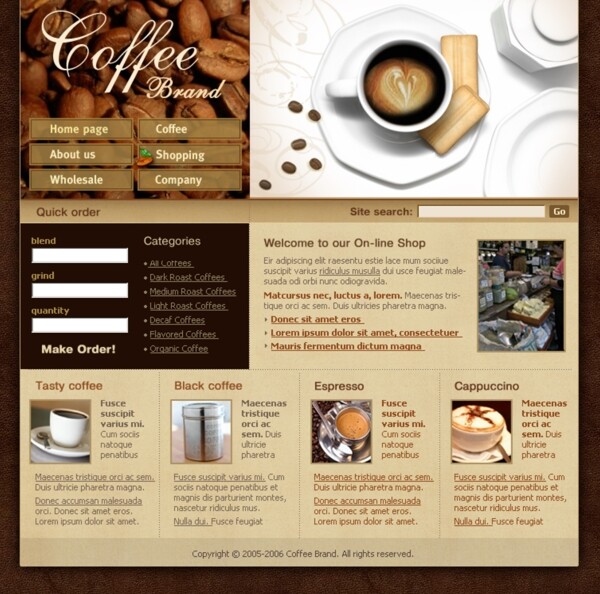咖啡网站模板图片