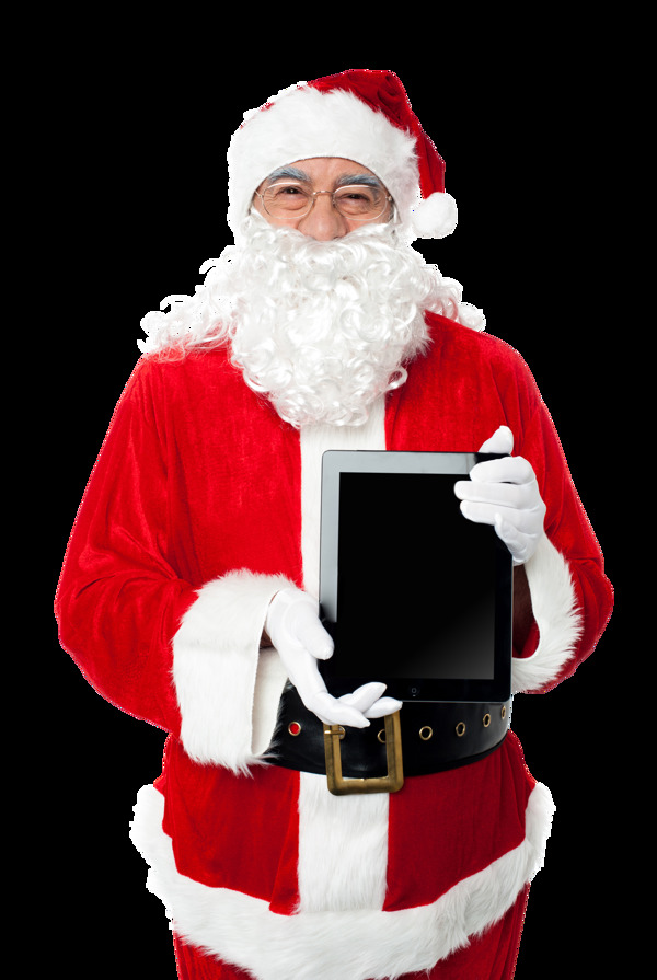 拿着平板电脑的圣诞老人图片