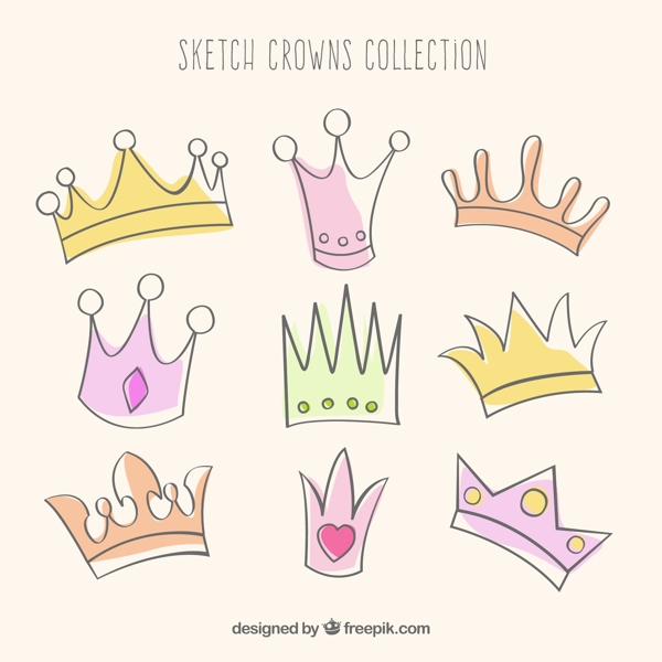 彩绘王冠设计矢量素材