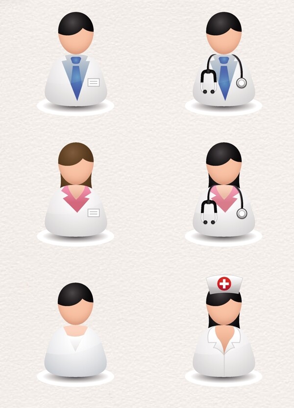6款简约立体医生护士图标设计