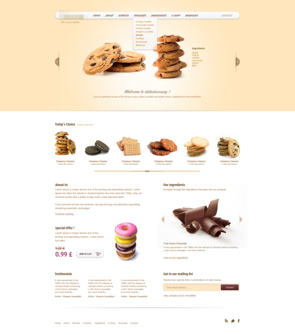 美食饼干食品网站模板设计