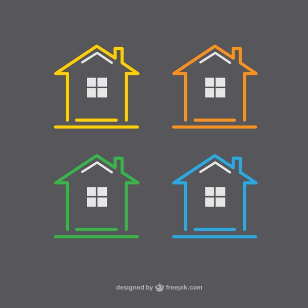 4种彩色房屋标志矢量图