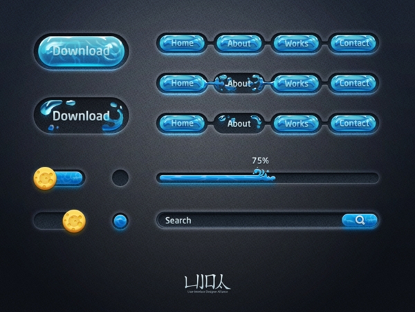 蓝色网页UI界面素材