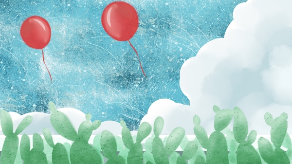 彩绘云朵气球背景素材