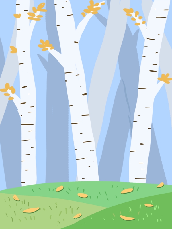 清新彩绘夏季树林背景设计