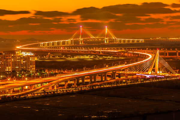 立交桥道路马路城市夜景图片