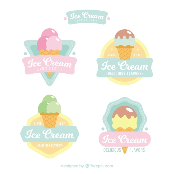 手绘冰淇淋插图标志