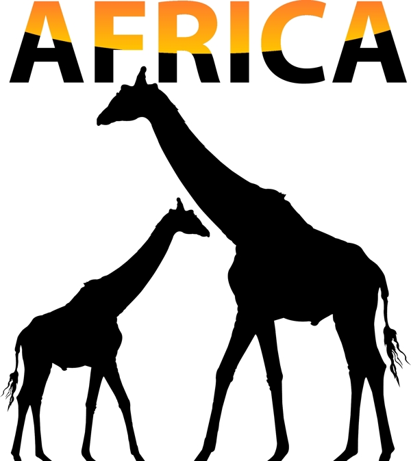非洲长颈鹿矢量海报