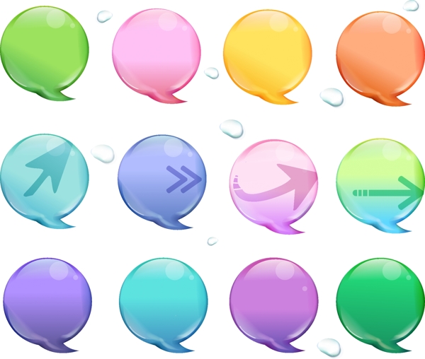 彩色水泡对话框矢量素材