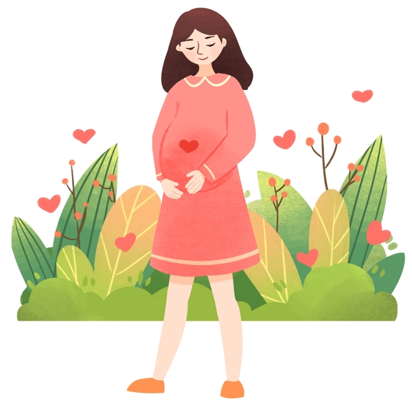 怀孕的妈妈装饰插画