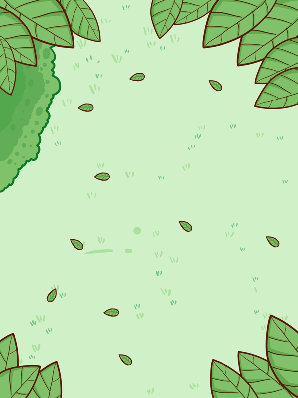 绿色树叶草地背景插画