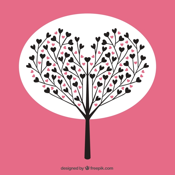 创意爱心枝杈树木设计矢量素材.