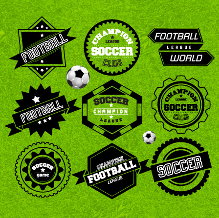 创造性的足球设计标签矢量图形01