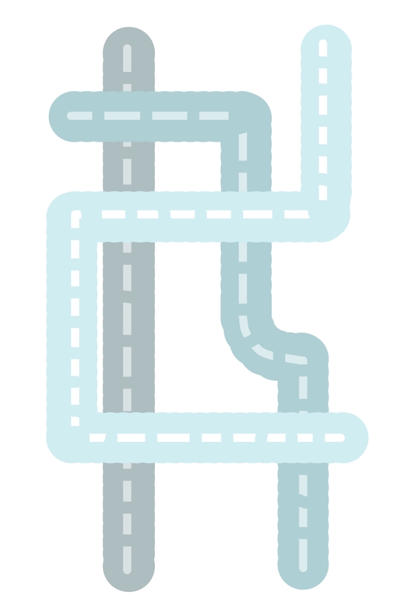 蓝色的复杂道路插画