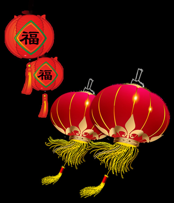 中国风新年福字灯笼元素