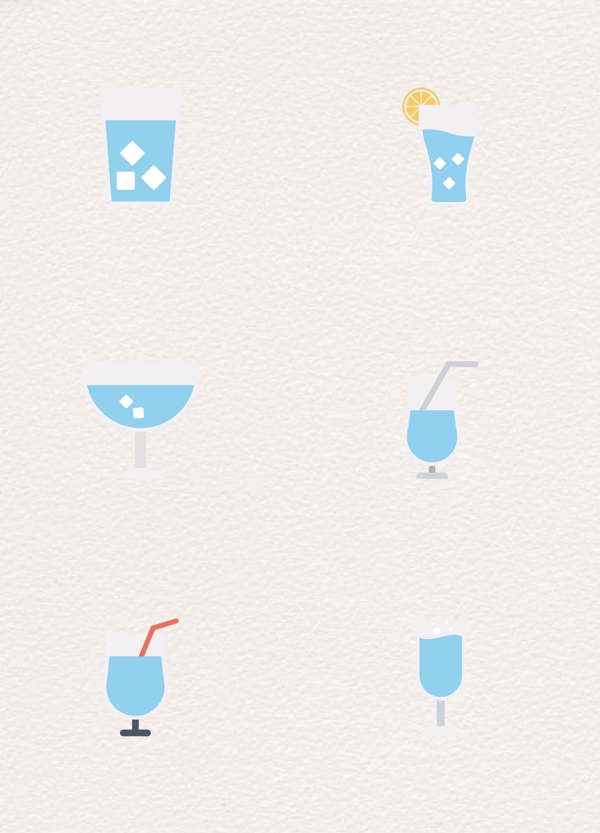 蓝色简约扁平化冰水和杯子小图标