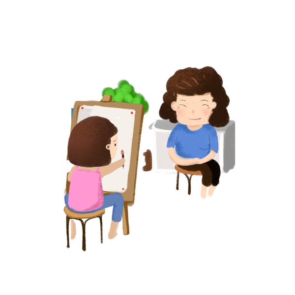 艺术生画画卡通母子高考系列