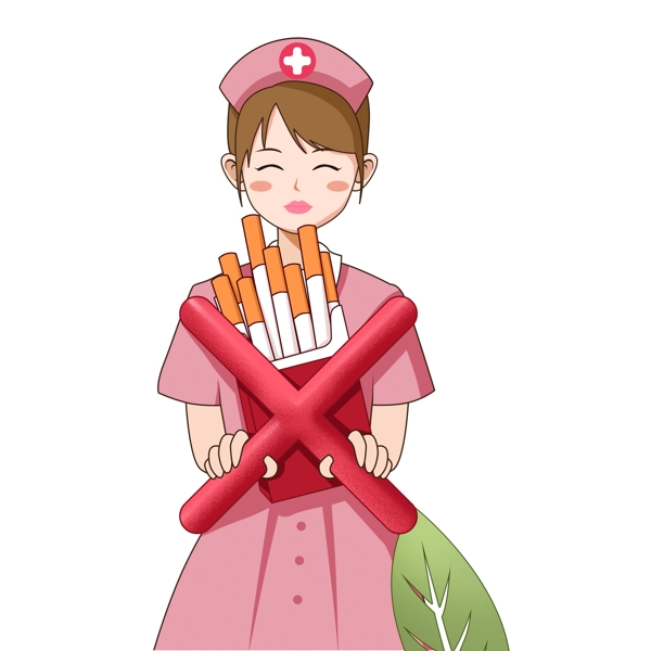 手绘宣传禁烟的小护士