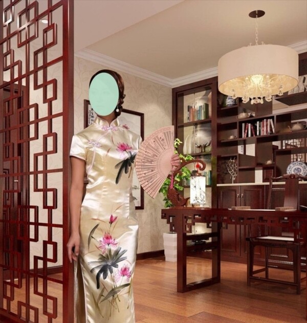 旗袍美女中式家具