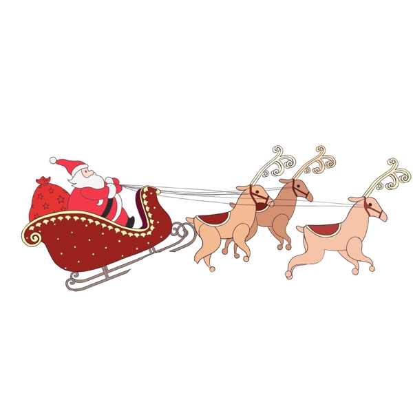 卡通圣诞节派礼物的圣诞老人和驯鹿设计